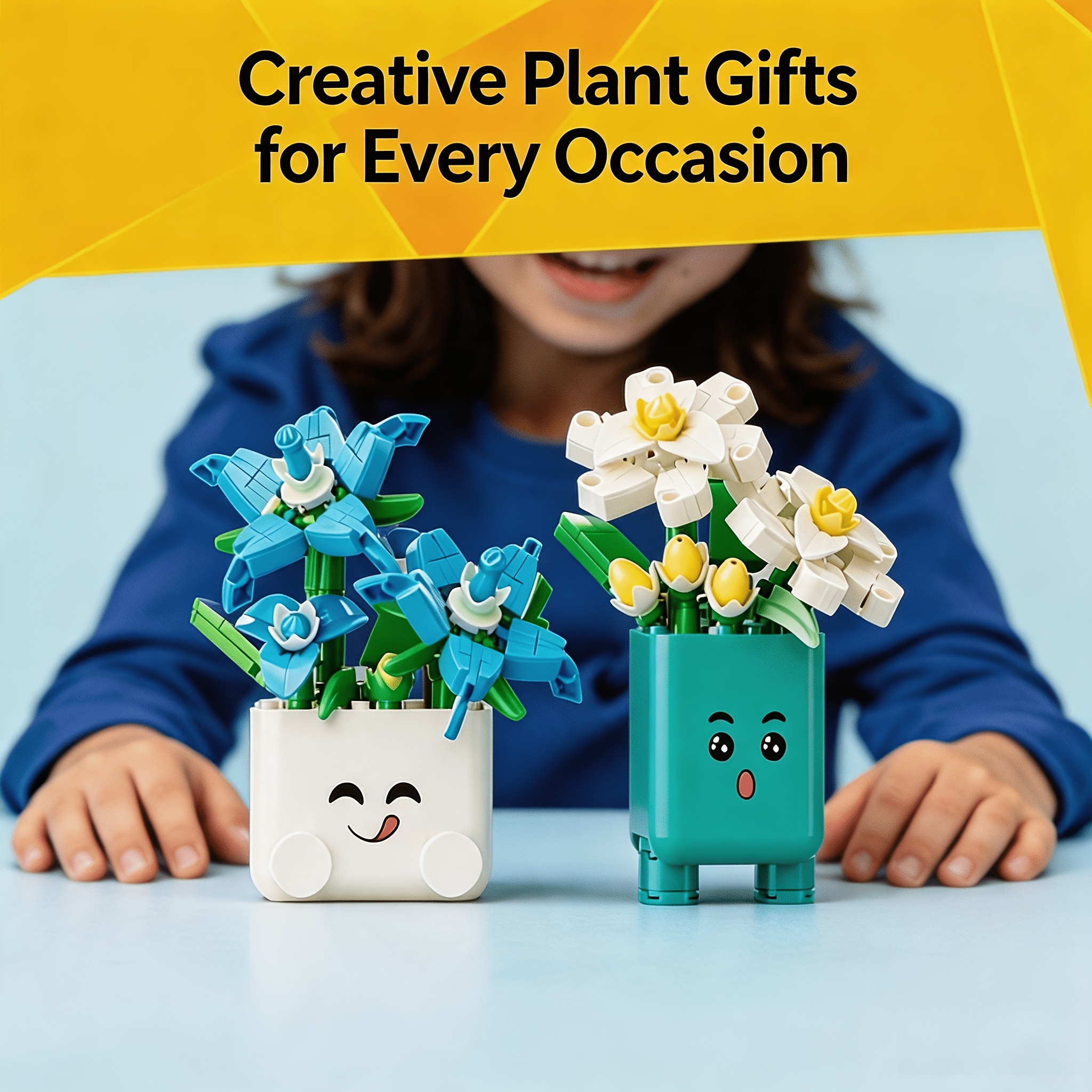 233pcs Cute Face Flower Pot Interlocking Building Blocks